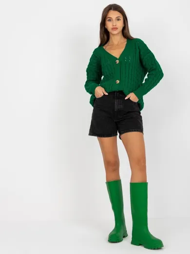 Sweter damski, rozpinany, zielony, Rue Paris