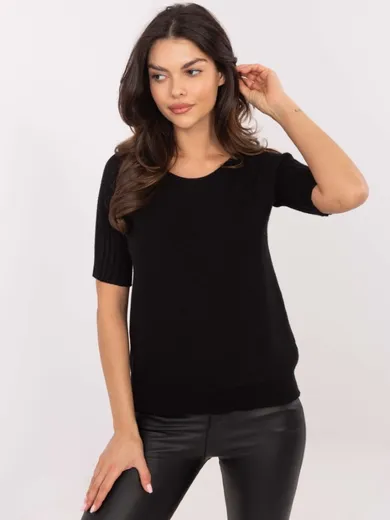 Sweter damski z wełną, czarny, Italy Moda