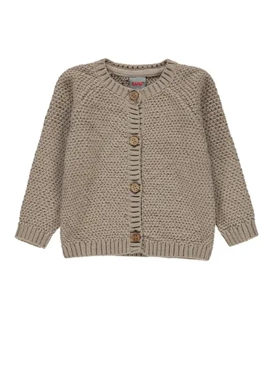 Sweter dziewczęcy, rozpinany, beżowy, Kanz