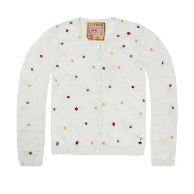 Sweter dziewczęcy, rozpinany, biały, Kanz