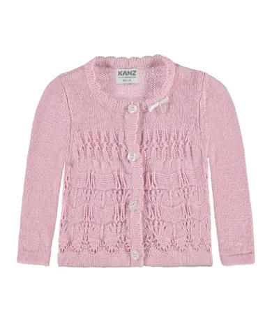 Sweter dziewczęcy, rozpinany, różowy, Kanz