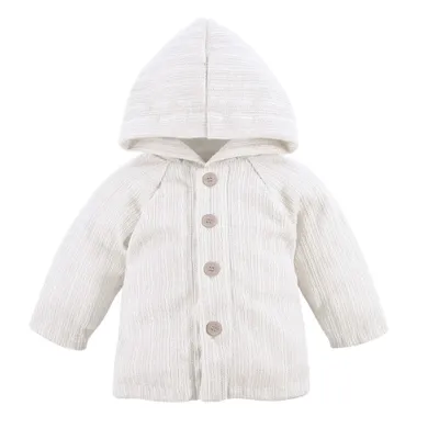 Sweter dziewczęcy z kapturem, rozpinany, ecru, Eevi