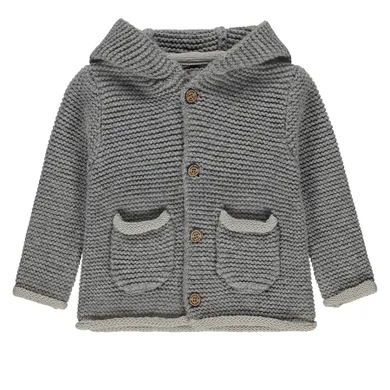Sweter dziewczęcy z kapturem, rozpinany, szary, Kanz