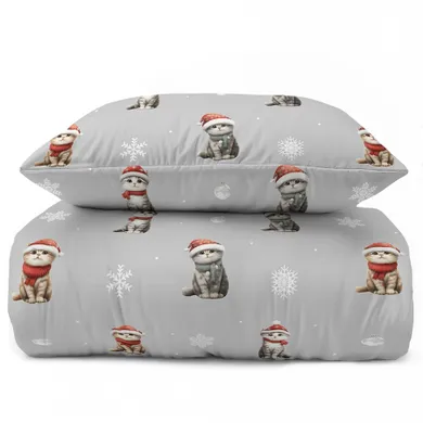 Świąteczne koty, 2-częściowy komplet pościeli, 160-200 cm
