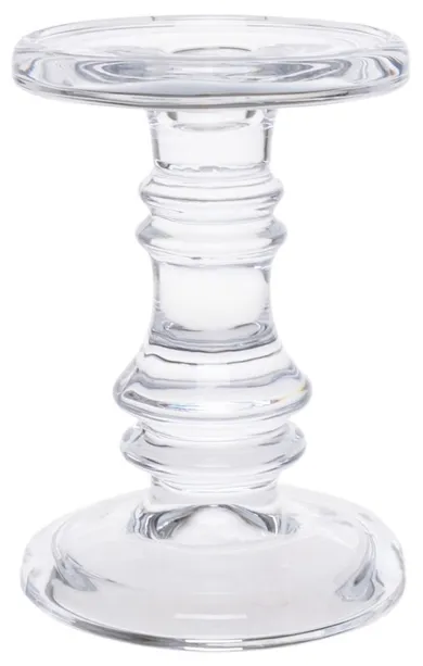 Świecznik szklany, wysoki, 16-11-11 cm