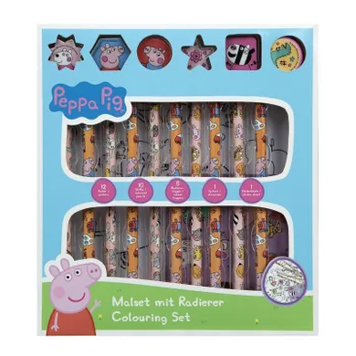 Świnka Peppa, zestaw do kolorowania z naklejkami, 29 elementów