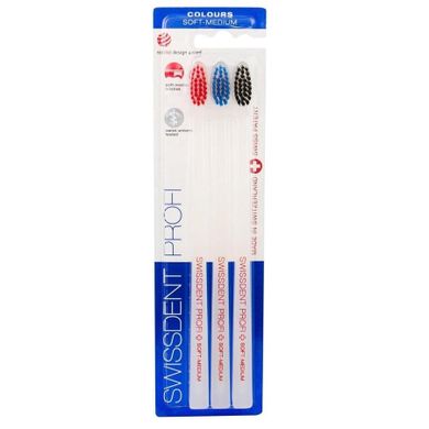 Swissdent, Profi Colours Soft Medium, szczoteczka do zębów, 3 szt.