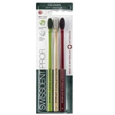 Swissdent, Profi Colours Soft Medium, szczoteczka do zębów, 3 szt.