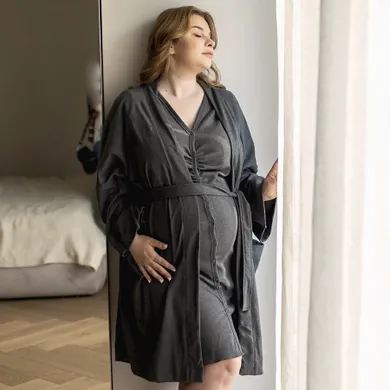Szlafrok damski, ciążowy, szary, Eevi