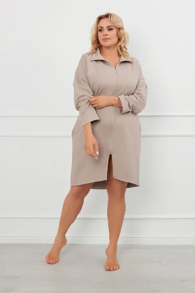 Szlafrok damski, plus size, beżowy, Grafi, Italian Fashion