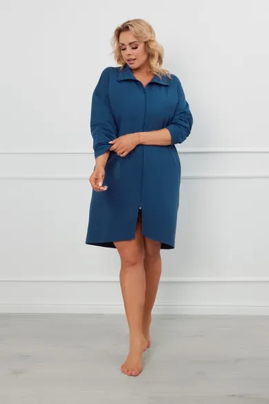 Szlafrok damski, plus size, niebieski, Grafi, Italian Fashion