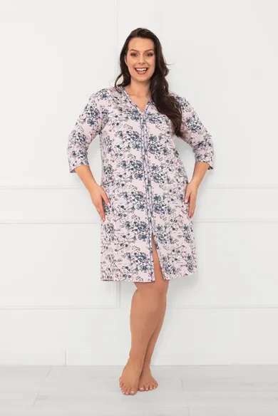 Szlafrok damski, plus size, różowy, Italian Fashion