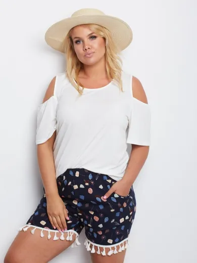 Szorty damskie, granatowe, plus size, Factory Price