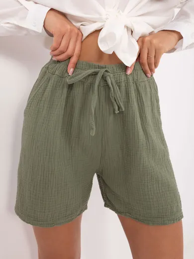 Szorty damskie, khaki, Italy Moda