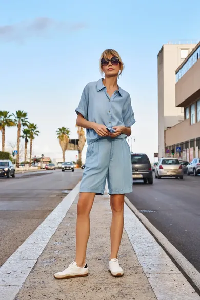 Szorty damskie, niebieskie, Moodo