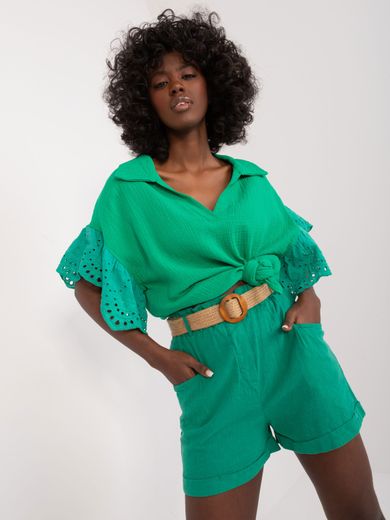 Szorty damskie, zielone, Italy Moda