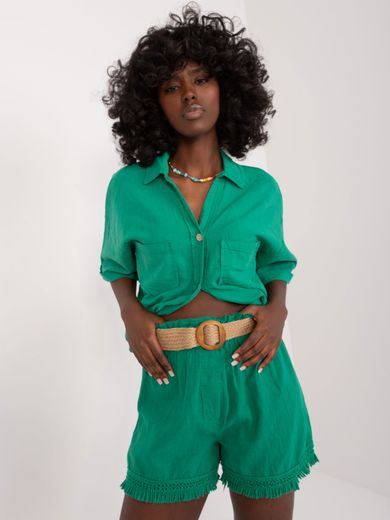Szorty damskie, zielone, Italy Moda