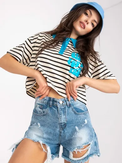 Szorty jeansowe damskie, denim, Rue Paris