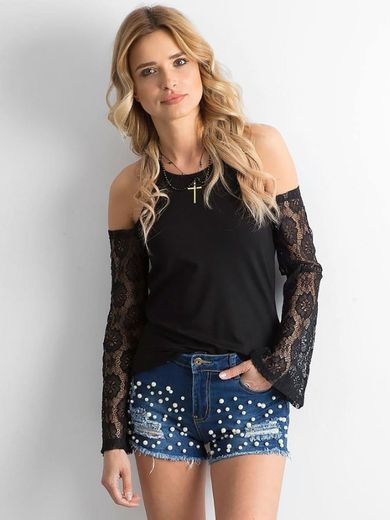 Szorty jeansowe damskie, niebieskie, Factory Price