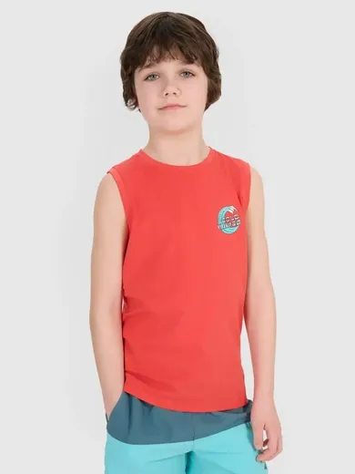 T-shirt chłopięcy bez rękawów, pomarańczowy, 4F