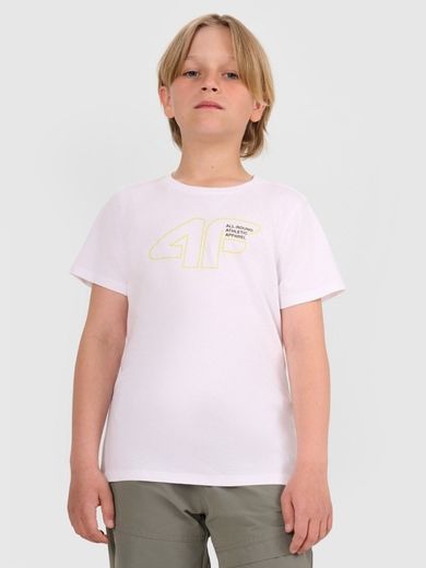 T-shirt chłopięcy, biały, 4F