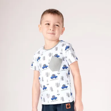 T-shirt chłopięcy, biały, Nicol