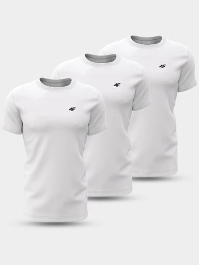 T-shirt chłopięcy, biały, zestaw, 3 szt., 4F