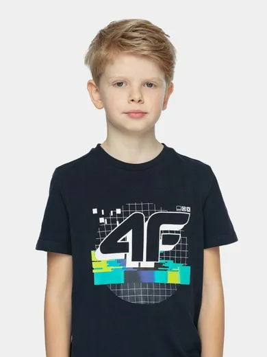 T-shirt chłopięcy, czarny, 4F