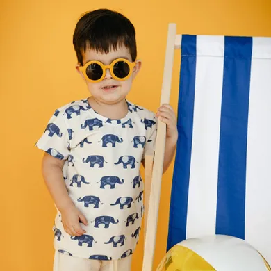 T-shirt chłopięcy, ecru, Eevi