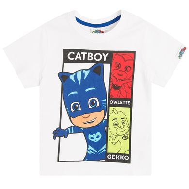 T-shirt chłopięcy, Kotboy, Pidżamersi, biały