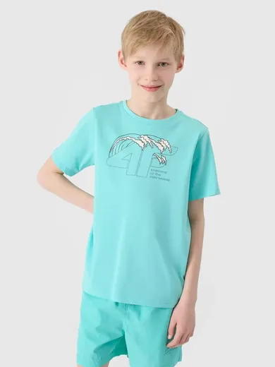 T-shirt chłopięcy, niebieski, 4F