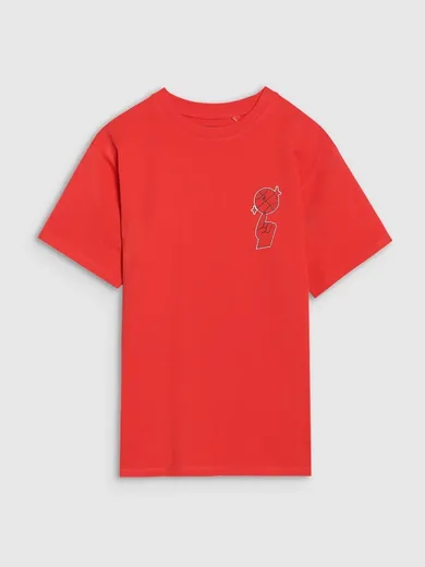 T-shirt chłopięcy, oversize, czerwony, 4F