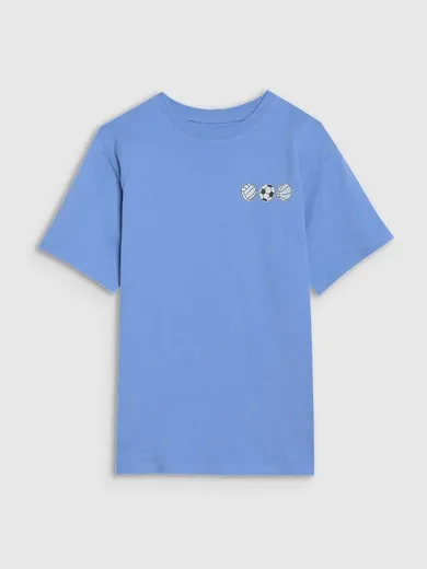 T-shirt chłopięcy, oversize, niebieski, 4F