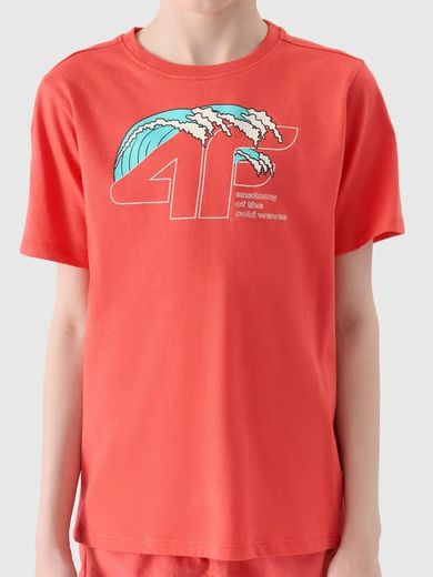 T-shirt chłopięcy, pomarańczowy, 4F