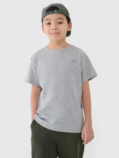 T-shirt chłopięcy, szary, 4F