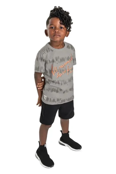 T-shirt chłopięcy, szary, Quimby