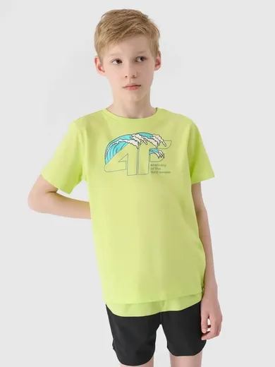T-shirt chłopięcy, żółty, 4F