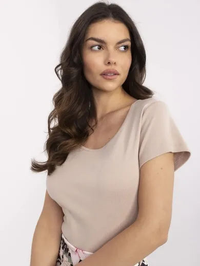 T-shirt damski, beżowy, Relevance