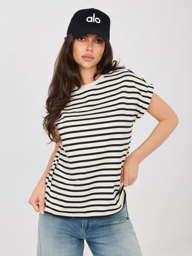 T-shirt damski, beżowy, Sublevel