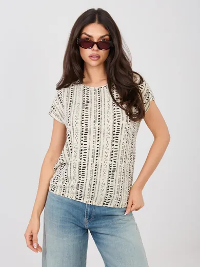 T-shirt damski, beżowy, Sublevel