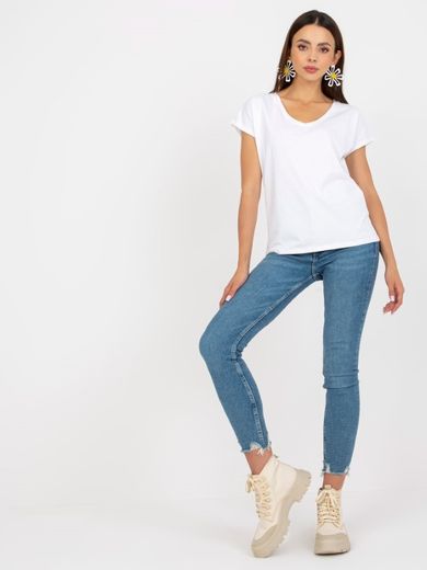 T-shirt damski, biały, Basic Feel Good