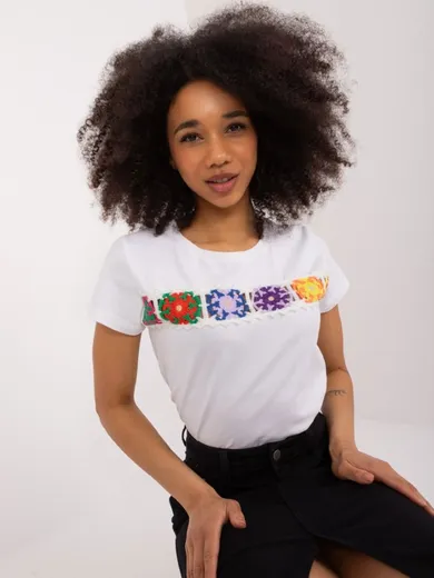 T-shirt damski, biały, Basic Feel Good