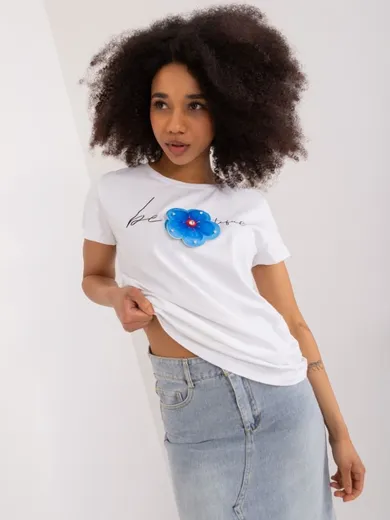 T-shirt damski, biały, Basic Feel Good