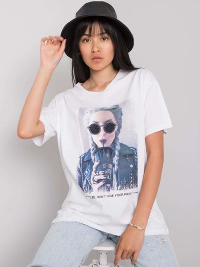 T-shirt damski, biały, H&B