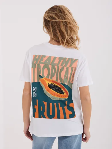 T-shirt damski, biały, Sublevel