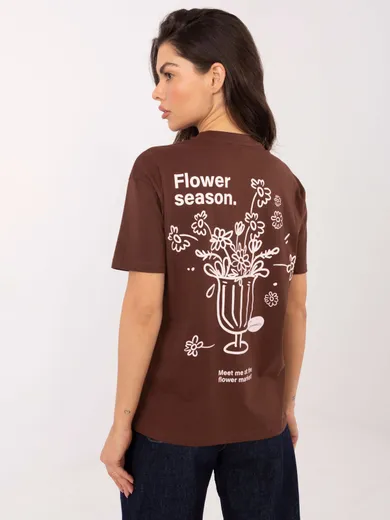 T-shirt damski, brązowy, Sublevel