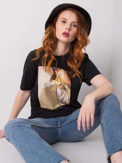 T-shirt damski, czarny, H&B