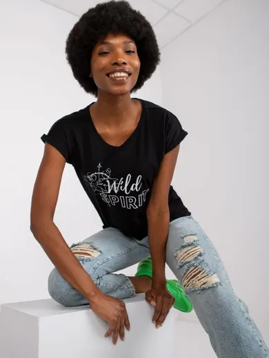 T-shirt damski, czarny, Mayflies