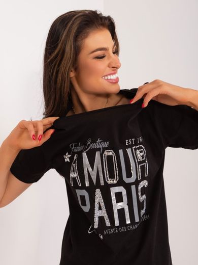 T-shirt damski, czarny, Mint