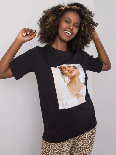 T-shirt damski, czarny, Pepper & Mint